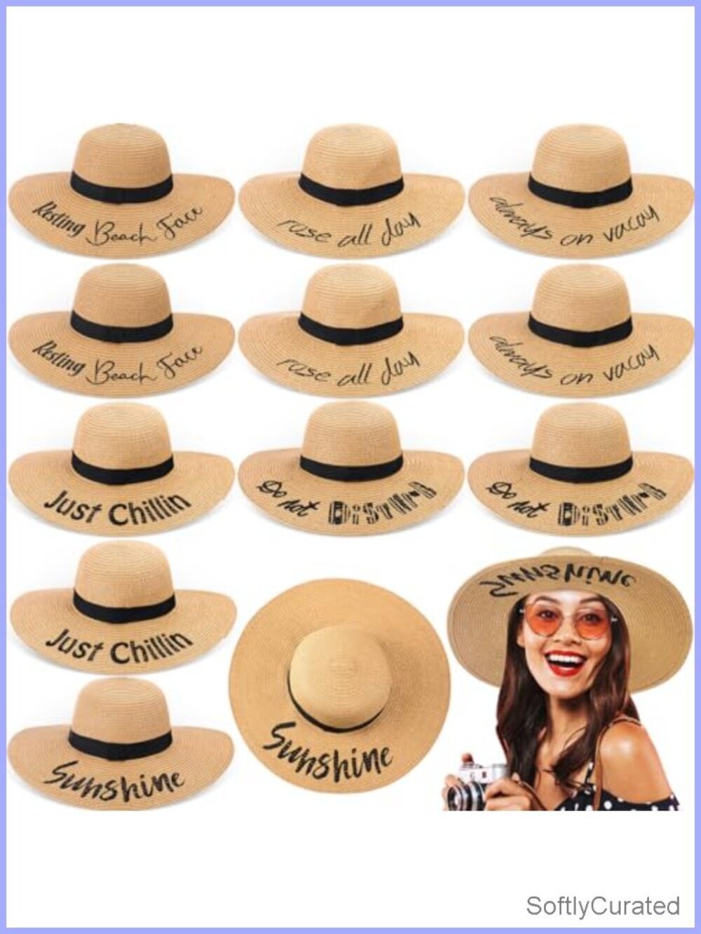 12 Pack Women Straw Sun Hats with Embroidery, Foldable Wide Brim, Adjustable